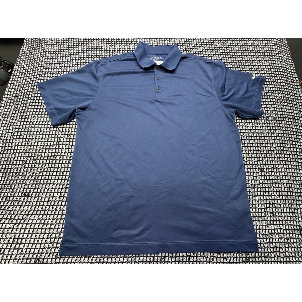 Nike Golf Polo Shirt Mens XL Blue Dri-FIT Short Sleeve Swoosh Logo
